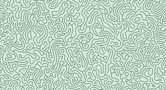 An abstract pattern of organic shapes created with dotted lines on a pale green background.