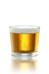 a glass filled with beer