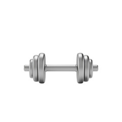 3d icon of a single silver dumbbell isolated on a white background