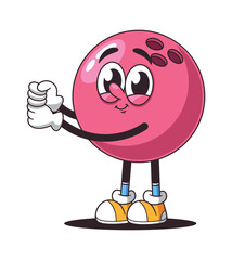 Bowling ball personage making trick