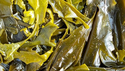 Macro seaweed surface showing natural marine plant texture and organic food background