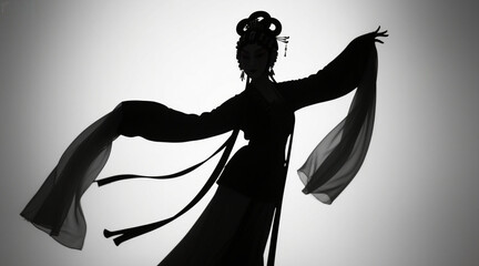 Chinese opera character silhouettes, female role silhouettes, beautiful classical charm