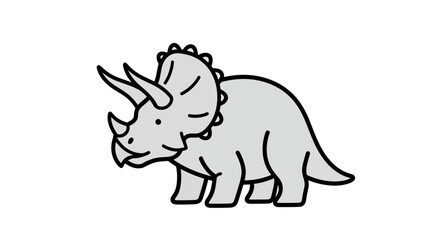 Obraz premium A Cartoon Triceratops Illustration with Bold Outlines and a Simple Aesthetic Design