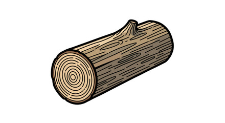 Cartoon stylized log with concentric rings and detailed wood grain illustration
