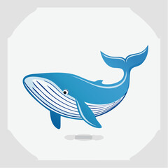 Naklejka premium Stylized blue whale graphic illustration featuring clean lines and smooth shapes