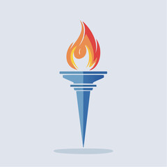 Stylized depiction of a symbolic torch with vibrant flames illustration