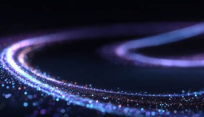 Bokeh Purple Light Glitter Round Wave With Sparkling Particles And Blue Shiny Effect In A Futuristic Wave Flash And Neon Spiral