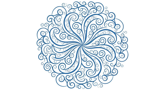 Intricate swirling pattern design resembling delicate ocean waves in a circular manner