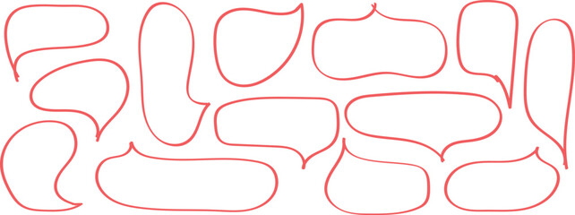 Hand drawn doodles speech bubbles set grunge chalk texture kid style conversation clouds A collection of diverse hand-drawn speech and thought bubbles featuring a grunge chalk or crayon texture.