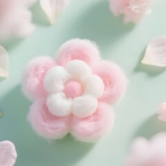 4k high quality Ai generative HD art work photo realistic cotton candy sweet soft adorable fluffy colorful pastel cloud permen kapas background marshmallow cute flower rose petal rainbow bunga