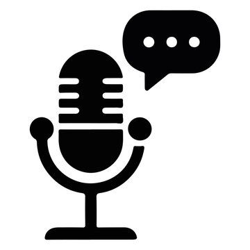 A microphone icon with a speech bubble, perfect for podcasting and voice-over projects