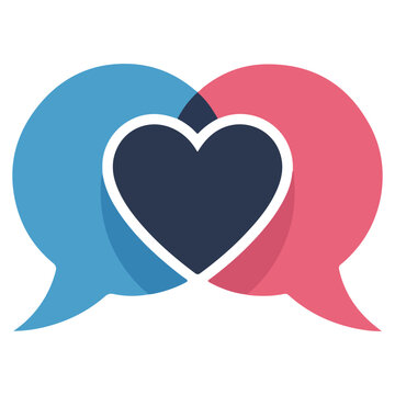 Two chat bubbles representing love and communication, symbolizing connection and sharing