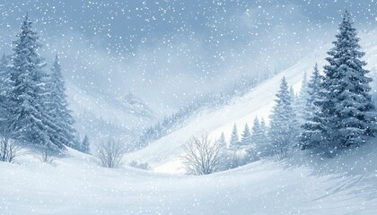 Obraz premium Snow Falling On A Winter Christmas Scenery. Transform Your View With This Beautiful Landscape Filled With The Charm Of The Holiday Season.