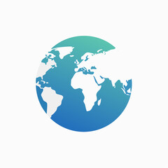 Fototapeta premium Stylized World Globe Icon with Gradient Hue for Geographical Representation