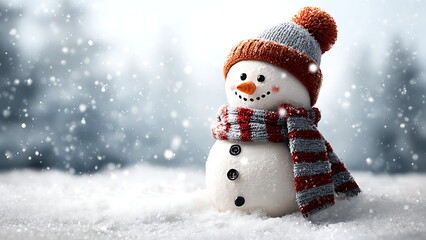 Obraz premium snowman on christmas snow