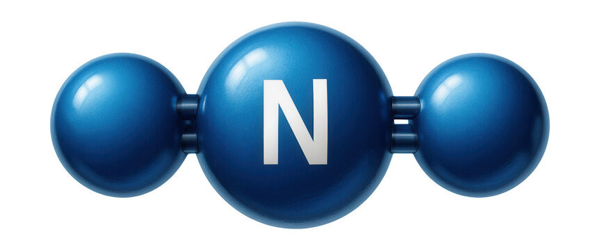 Illustration of a nitrogen molecule featuring a triple bond and linear structure.