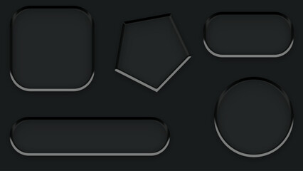 Geometric Shapes Collection - Dark Gray Buttons with Subtle Gray Borders.