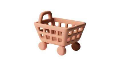 Shopping cart isolated on transparent background. 3d render illustration.