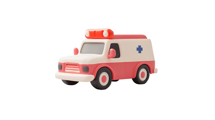 Ambulance car on a transparent background. 3d rendering.