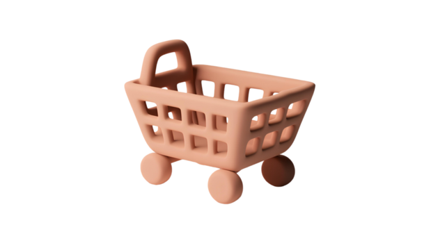 Shopping cart isolated on transparent background. 3d render illustration.