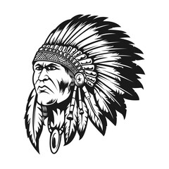 native american warrior head mascot logo
