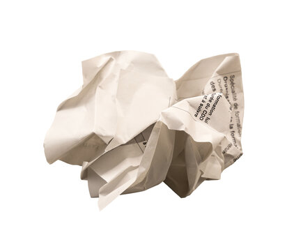 Une boule de papier chiffonn&eacute;e isol&eacute;e sur fond transparent.