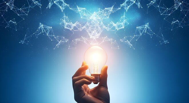 Idea innovadora en mano de hombre de negocios.