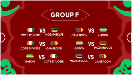 African Nations Morocco 2025 Group F Matches Teams Flags Countries African Football Logo Design Vector Illustration