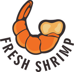 Fresh Shrimp Logo Design. A simple Fresh Shrimp logo with minimalist shrimp graphics for seafood packaging, signage, or culinary branding. Vector illustration.