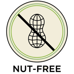 Nut-Free Icon Allergy Symbol Peanut-Free Badge No Nuts Graphic Food Safety Label Allergen Warning Vector