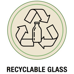 Recyclable Glass Icon Recycling Symbol Eco Packaging Graphic Sustainable Bottle Badge Environmental Label Reduce Reuse  Recycle Vector