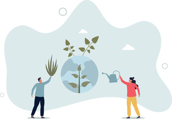 Obraz premium Environmentalism global movement.Sustainability and Earth protection driven community work.life and employment of people.