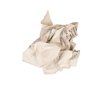 Une boulette de papier froiss&eacute;e sur fond transparent.