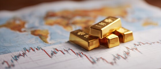Investing in gold bars on financial charts in an economic environment business strategy insights