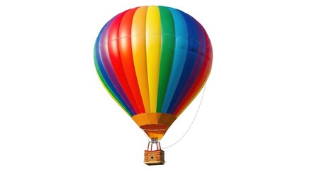 Fototapeta premium Colorful Rainbow Hot Air Balloon Against a Bright White Background
