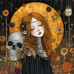 GirlWithSkullAndFlowers