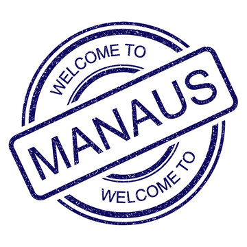 Welcome to Manaus, Amazonas, Brazil, blue vintage travel grunge rubber stamp from Brasil on transparent background, vector illustration