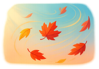 Autumn Leaves Flying in the Sky Illustration