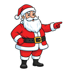 Vector art of santa claus pointing, cheerful christmas character