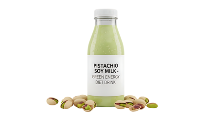 Pistachio soy milk isolated on transparent background