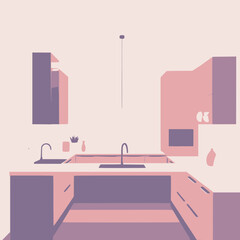 Modern U Shaped Kitchen Design with Sleek Countertops and Ample Cabinetry for a Contemporary Home