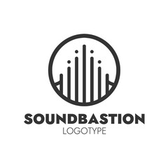 SOUNDBASTION logo features equalizer bars in circular emblem, representing audio strength and modern sound identity