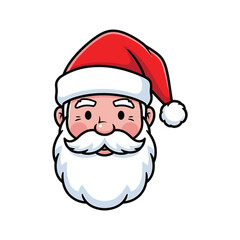 Vector art of cartoon santa claus head with red hat smiling