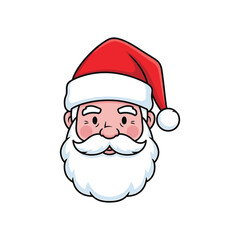 Vector art of santa claus head with beard wearing a red hat