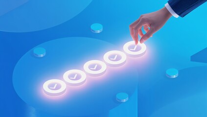 Achieving goals with ease and precision as steps completed tick by tick in a modern workflow, perfect for project management and business strategies