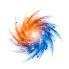 Vibrant orange and blue swirling energy vortex isolated on transparent background