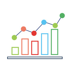 Business growth chart with upward trend and colorful data points vector