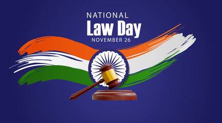 Illustration of gavel and Ashoka Chakra celebrating National Law Day India