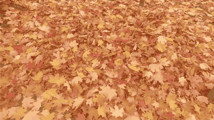 October, vector background of fallen leaves in a park or forest. Abstract colorful background. Autumn camouflage pattern.