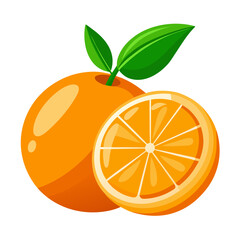 Vibrant orange illustration whole and sliced fresh fruit vector graphic scalable art